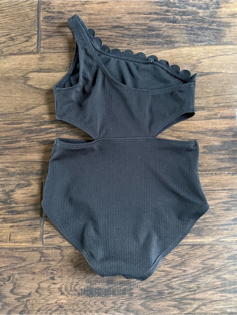 Girls Art Class Black One-Shoulder Cutout One-Piece Swimsuit size small 6/7